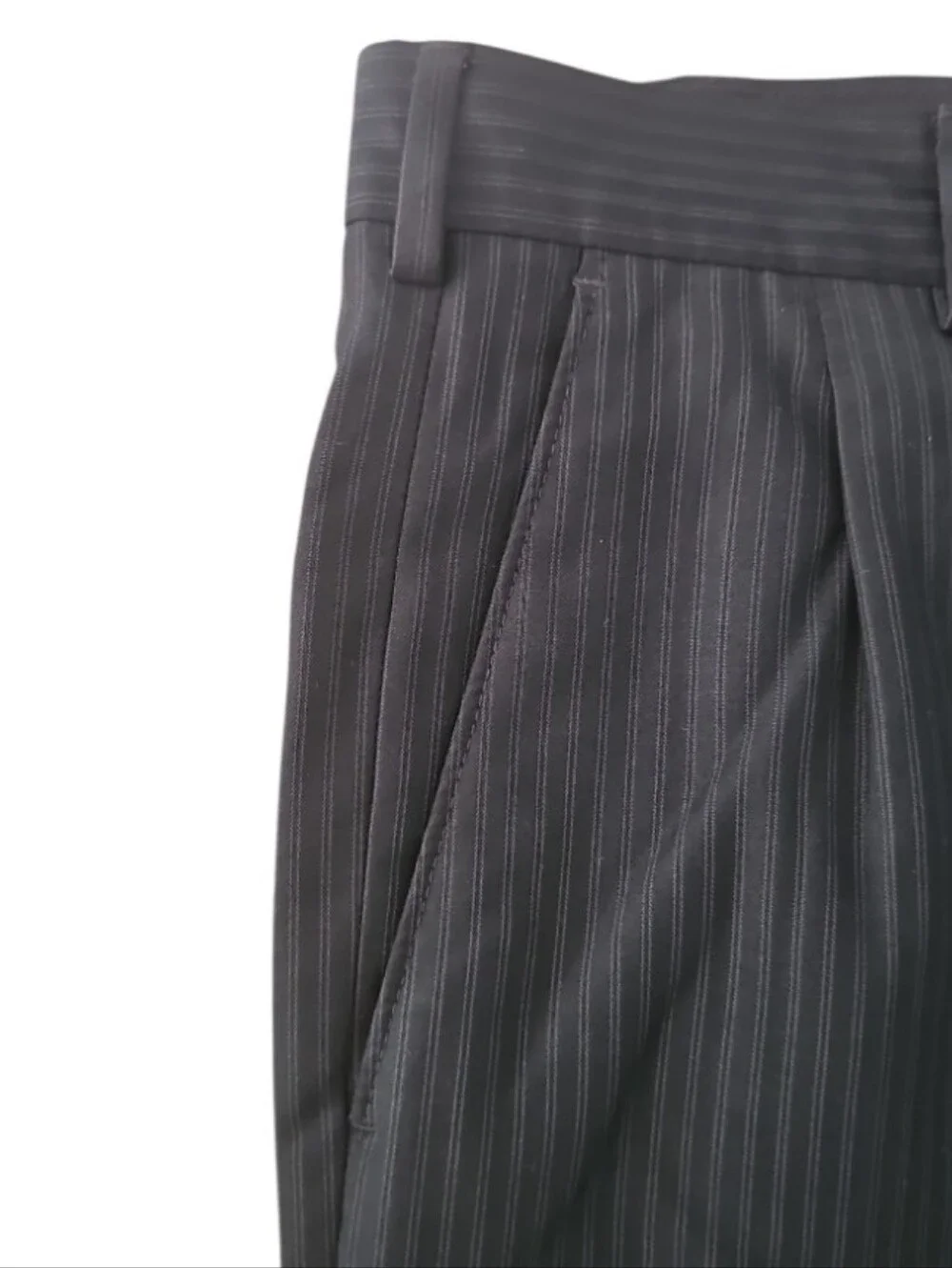 Kilburne & Finch Pinstripe 2 pc Suit Men 46R 41W Black Business Wedding Formal